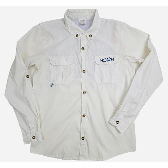 Prodoh Founders Vented Fishing Shirt LS White Button Preppy Outdoor L 14 16 - Picture 1 of 16